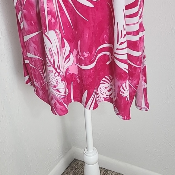 Clara Sun Woo Sleeveless Hot Pink & White Jersey Top Longer on One Side Sz M - Picture 4 of 10